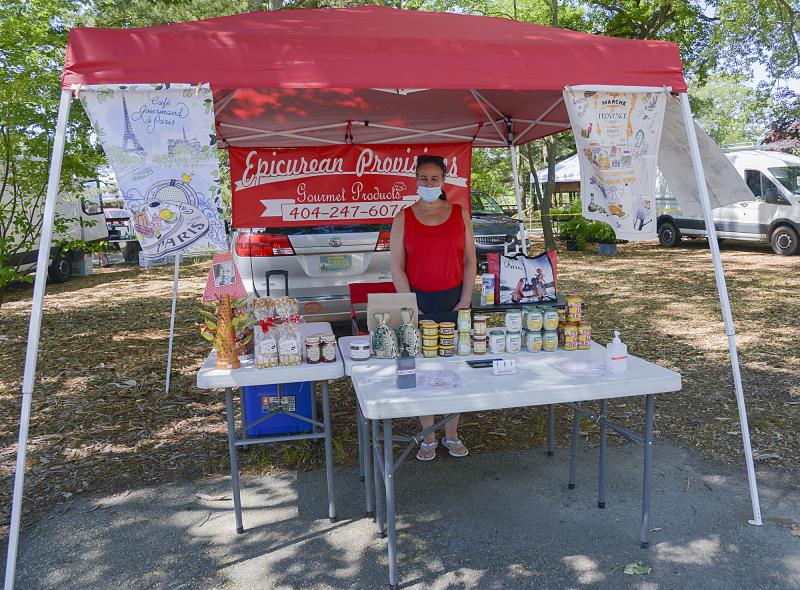 Marie from Epicurean Provisions is offering gourmet products.